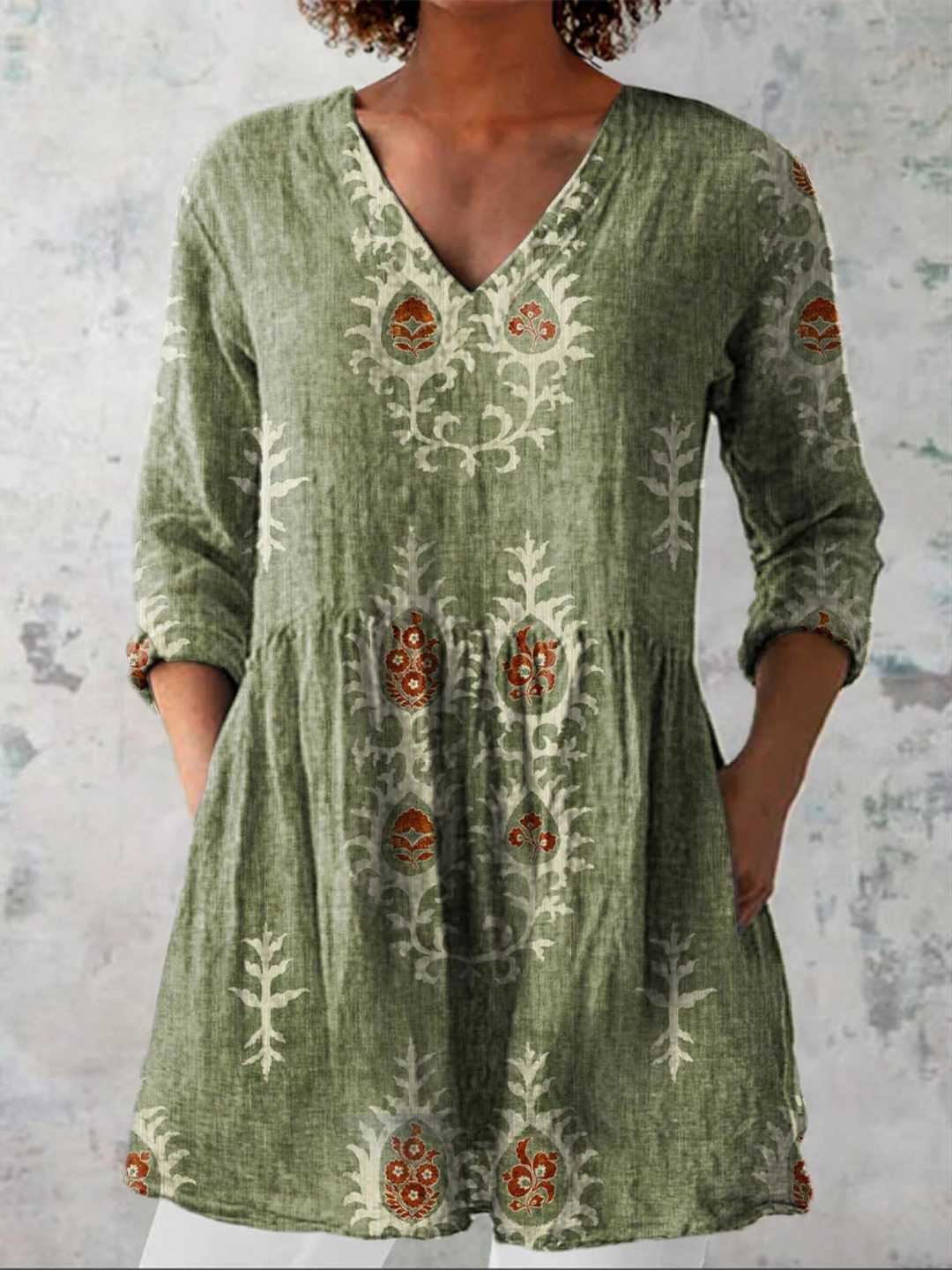 Frederike | Lange Bluse mit V-Ausschnitt