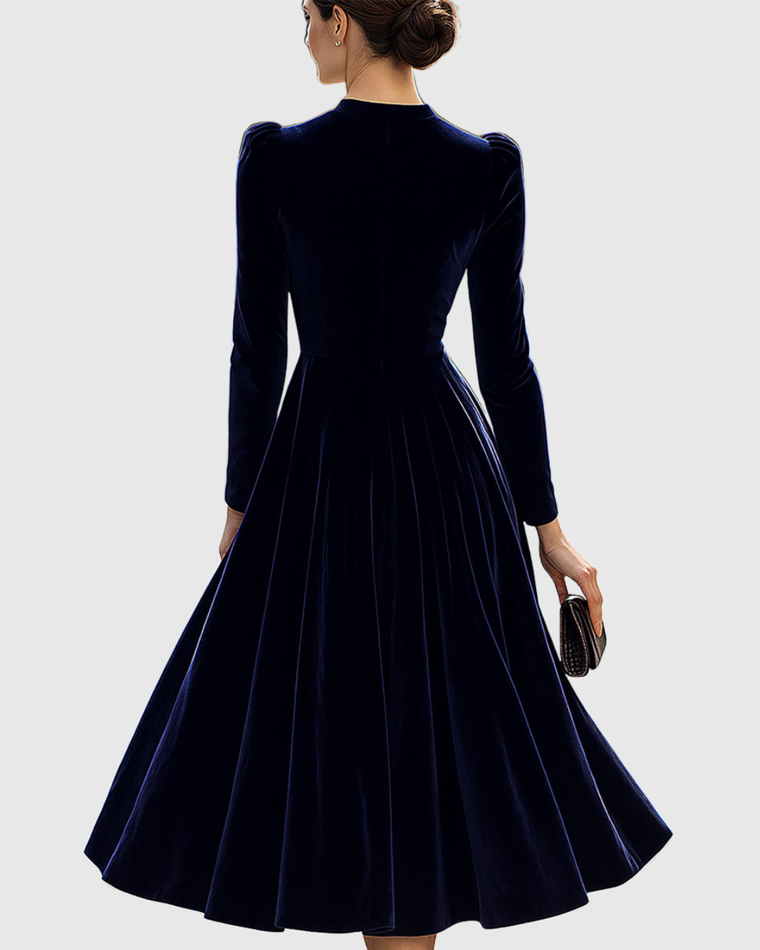 Greta - Marineblaues Midi-Kleid