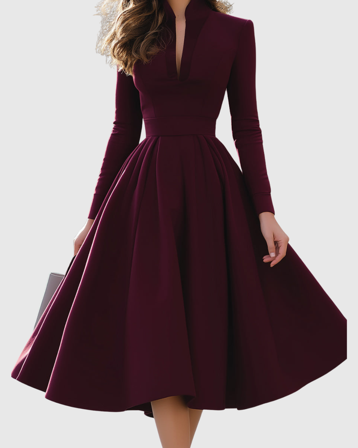 Dorothea - Midi-Kleid mit V-Ausschnitt