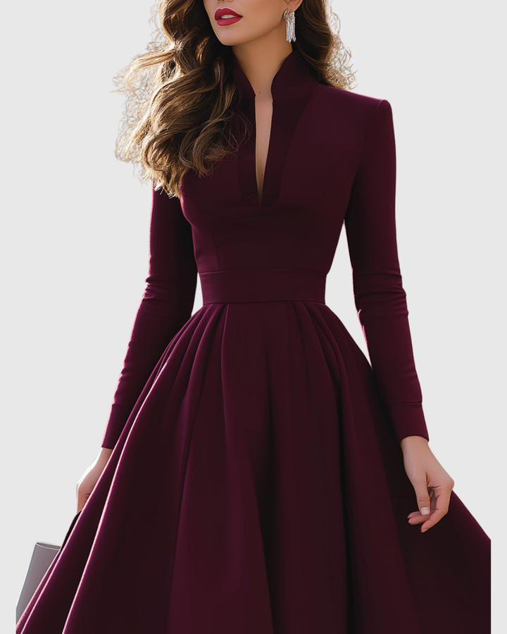 Dorothea - Midi-Kleid mit V-Ausschnitt