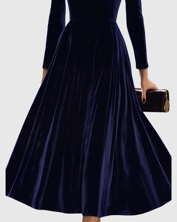 Greta - Marineblaues Midi-Kleid