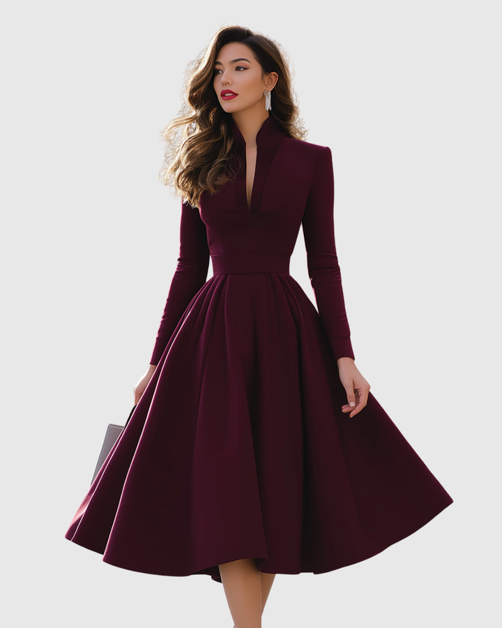 Dorothea - Midi-Kleid mit V-Ausschnitt