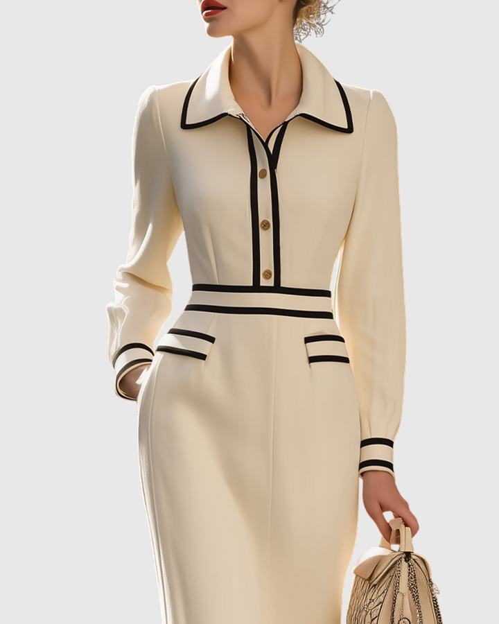 Marlene - Figurumspielendes Midi-Kleid mit Knöpfen