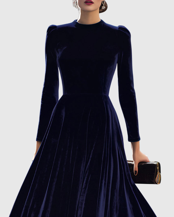 Greta - Marineblaues Midi-Kleid