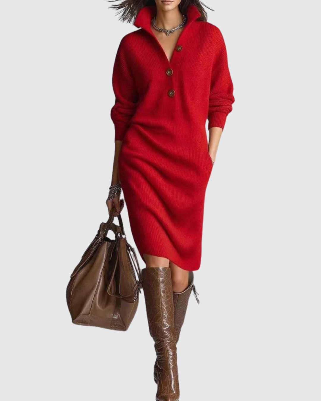 Amelie - Midi Kleid aus reiner Wolle für den Winter