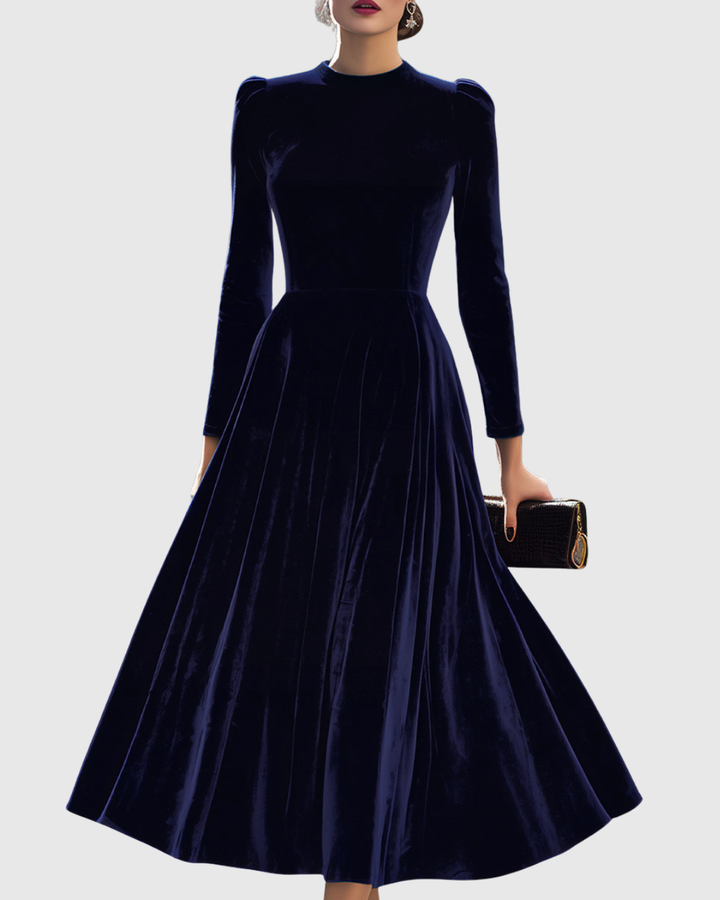 Greta - Marineblaues Midi-Kleid