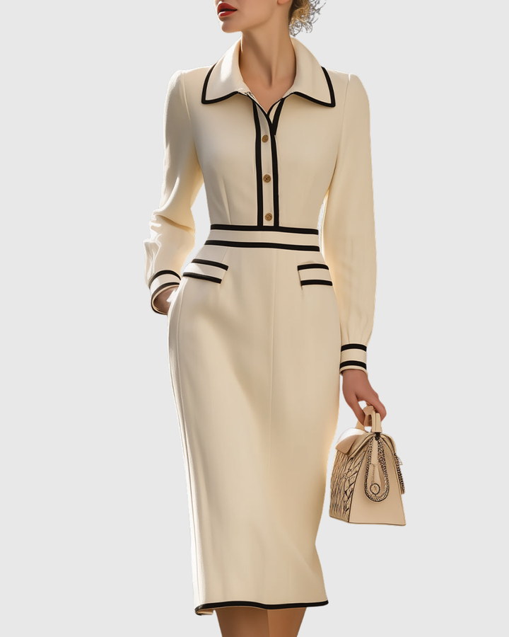 Marlene - Figurumspielendes Midi-Kleid mit Knöpfen