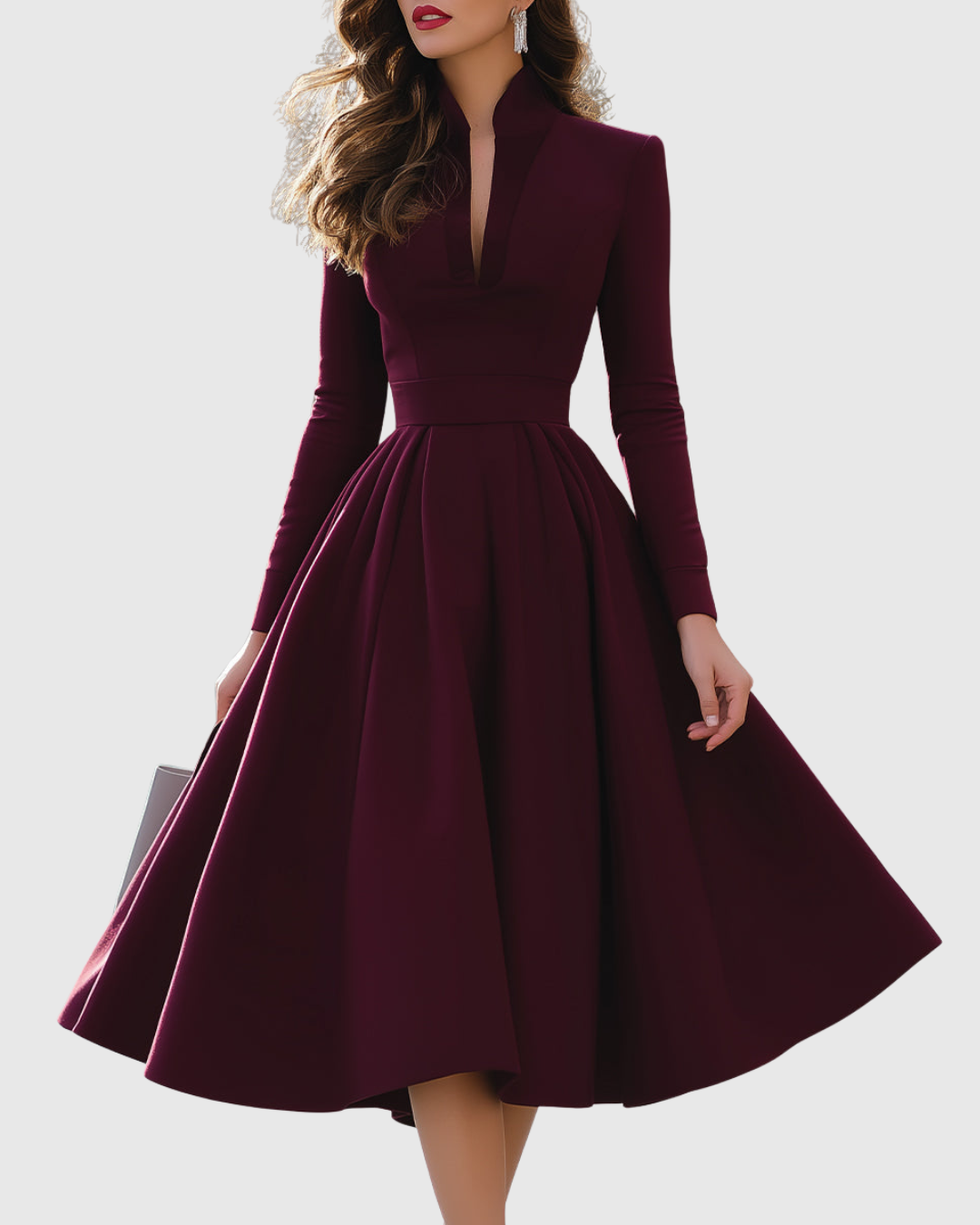 Dorothea - Midi-Kleid mit V-Ausschnitt