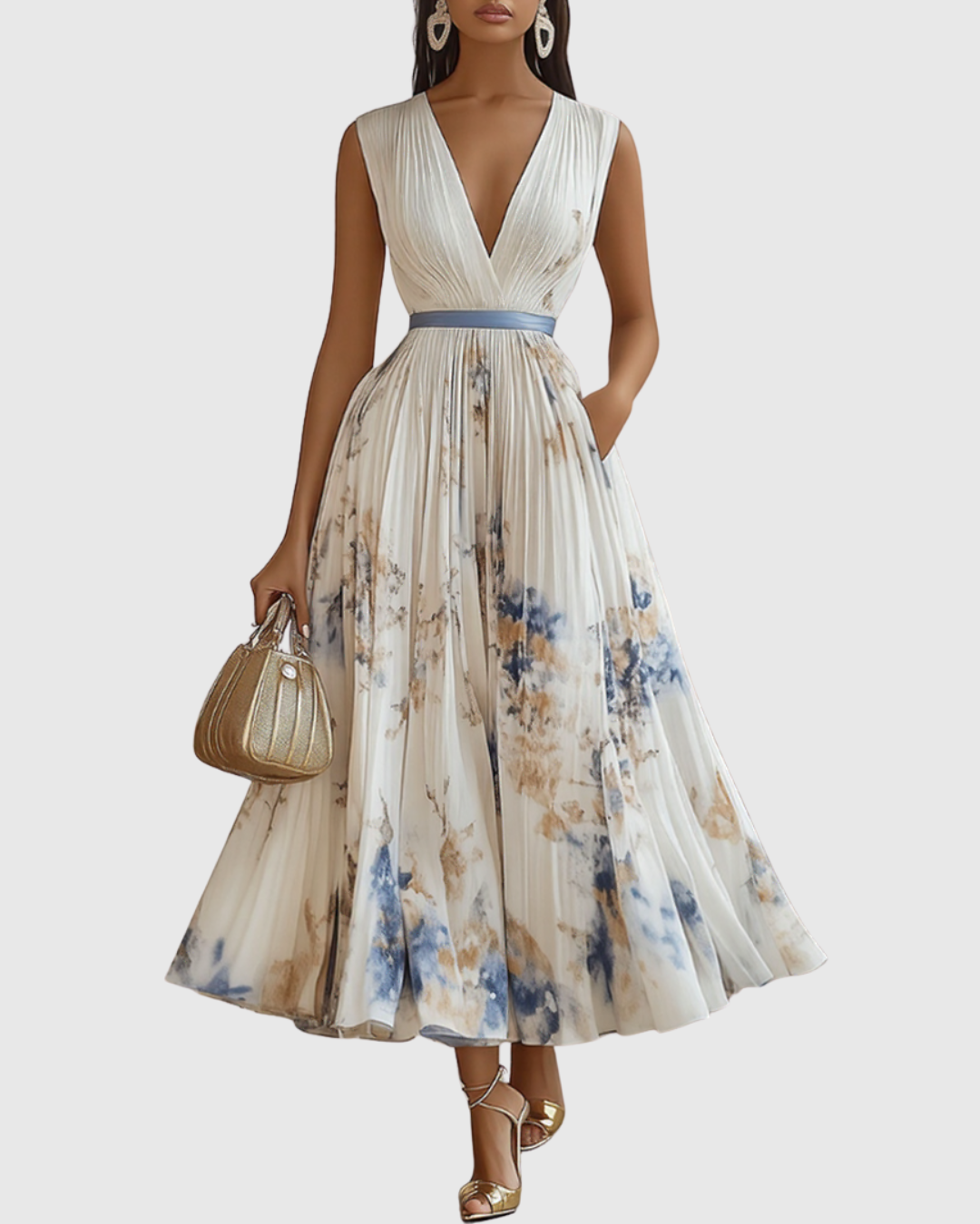 Susanne - Elegantes Maxi-Kleid mit Falten