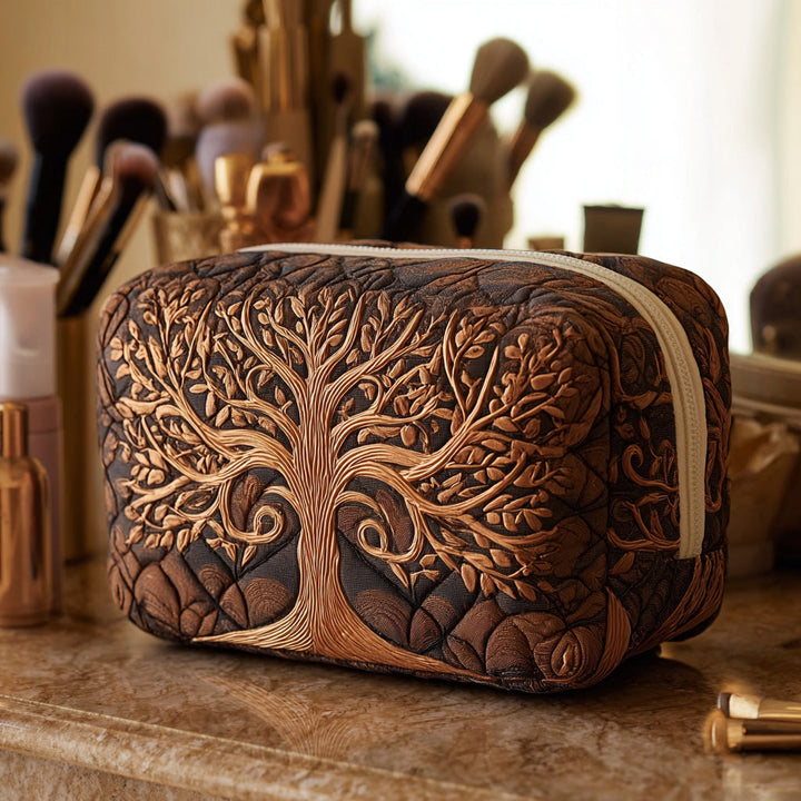 Gesteppte Kosmetiktasche mit Ahnenbaum