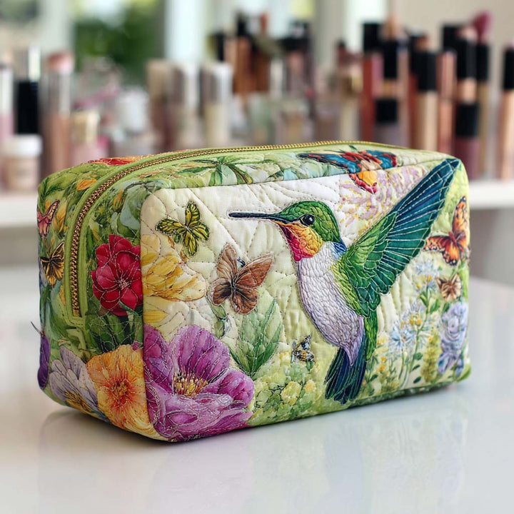 Gesteppte Kosmetiktasche mit beweglichen Blumen
