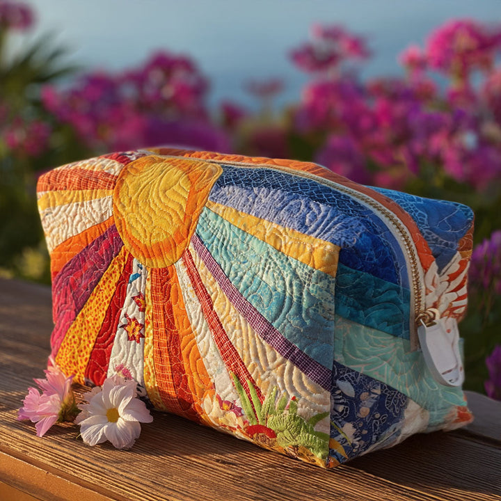 Gesteppte Kosmetiktasche mit Boho-Strahlen