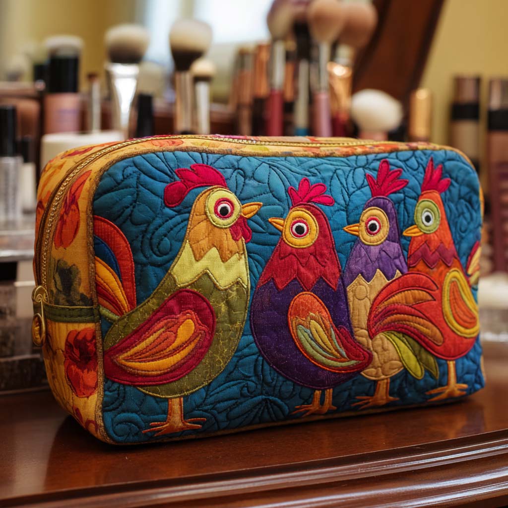 Gesteppte Kosmetiktasche mit süßer Henne