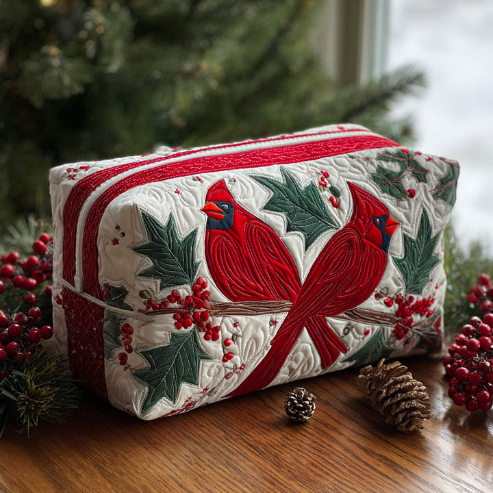 Gesteppte Kosmetiktasche mit purpurroter Blume