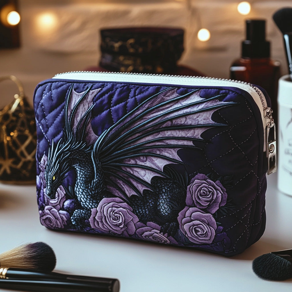 Gesteppte Kosmetiktasche mit eleganter Blume