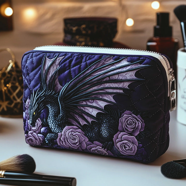 Gesteppte Kosmetiktasche mit eleganter Blume
