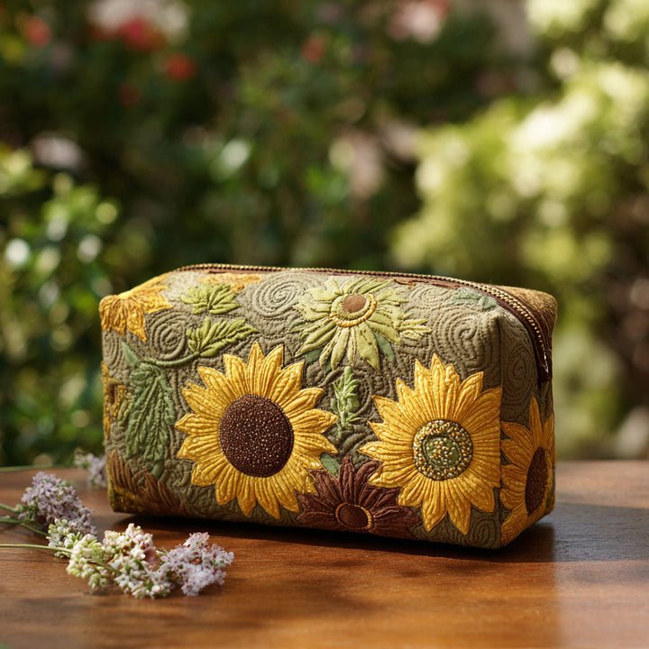 Gesteppte Kosmetiktasche mit goldenem Feld