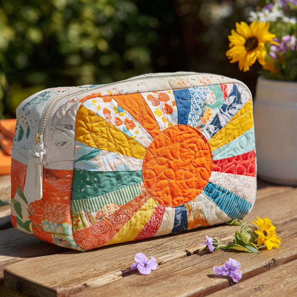 Gesteppte Kosmetiktasche mit goldenem Strahl