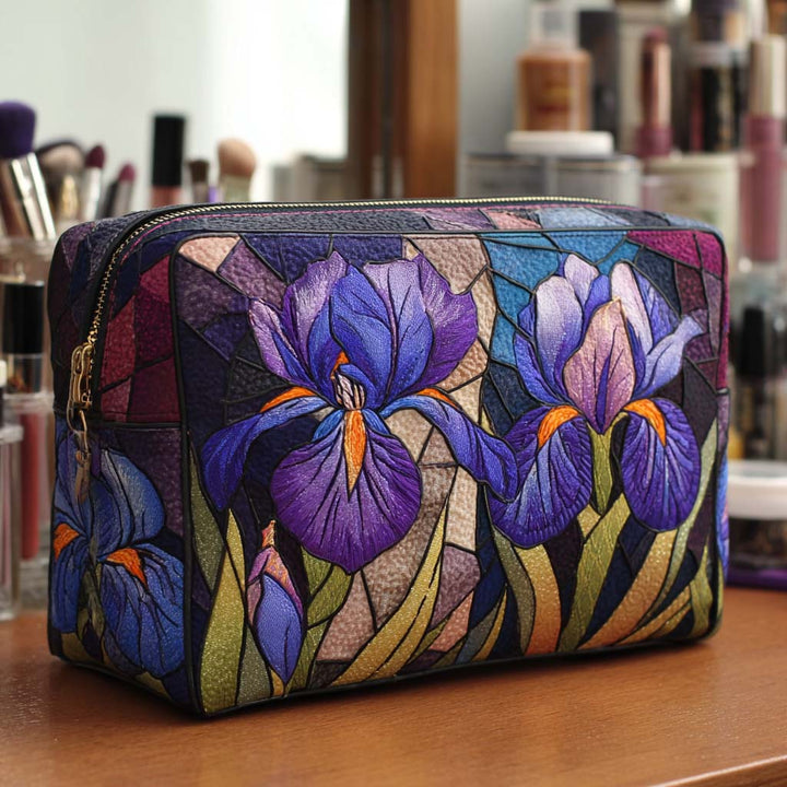 Gesteppte Kosmetiktasche mit Blumenmotiv