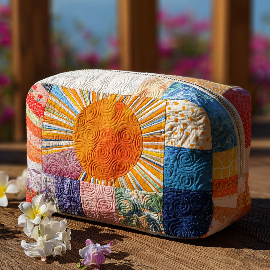 Gesteppte Kosmetiktasche mit zarter Sonne