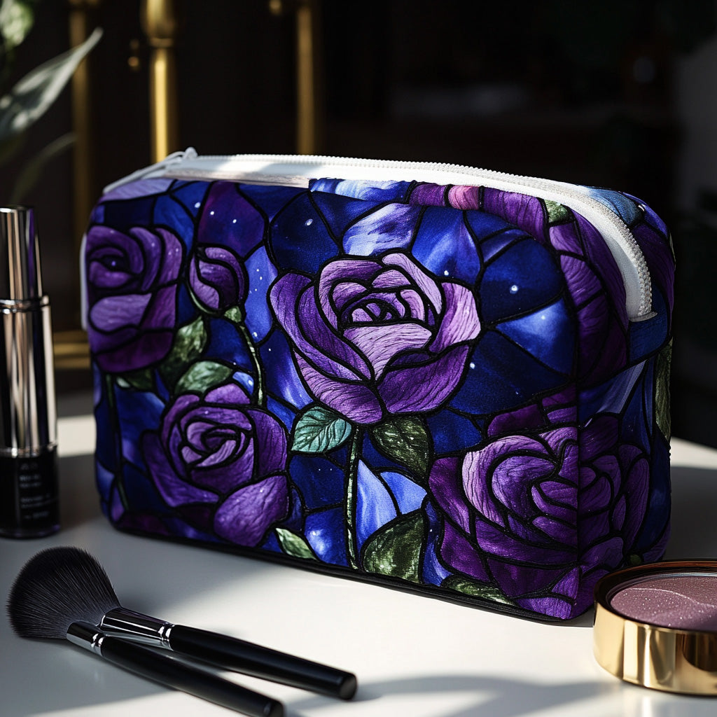 Gesteppte Kosmetiktasche mit Nachtrose