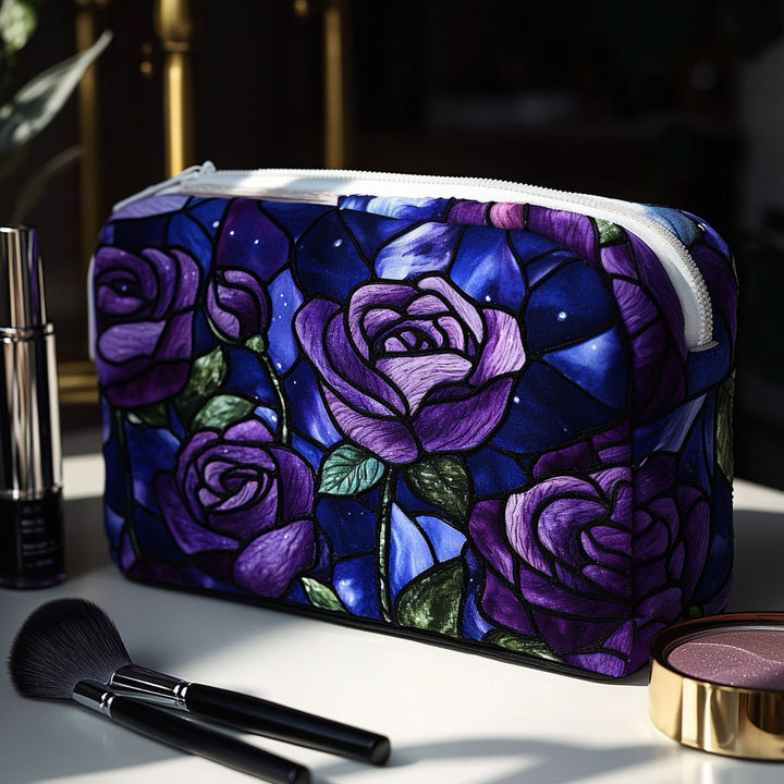 Gesteppte Kosmetiktasche mit Nachtrose