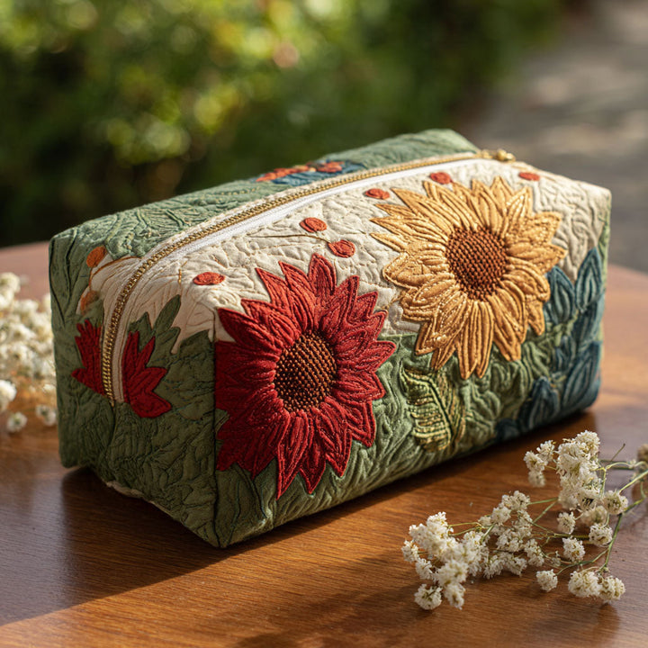 Gesteppte Kosmetiktasche mit leuchtenden Blütenblättern