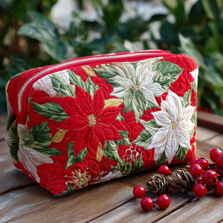 Gesteppte Kosmetiktasche mit leuchtendem Blütenblatt