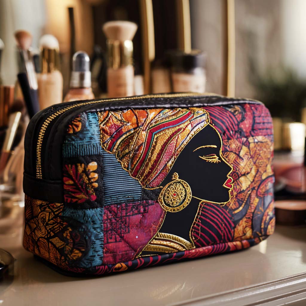 Gesteppte Kosmetiktasche mit strahlendem Muster