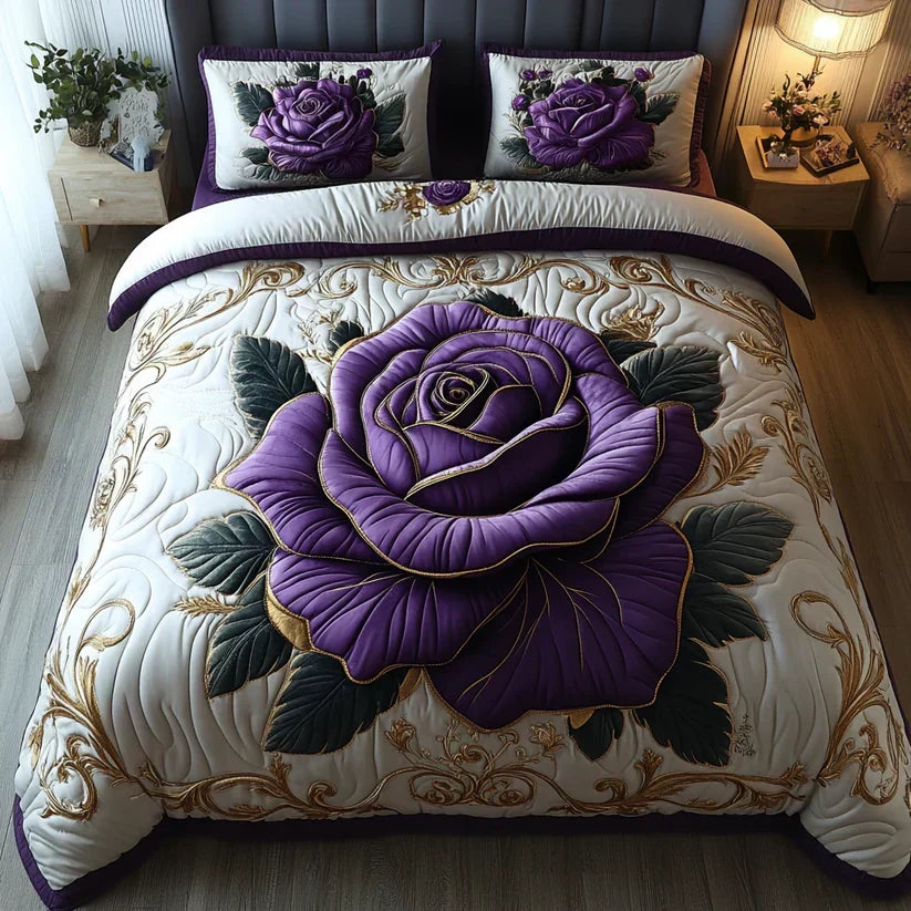 3-teilige gesteppte Bettgarnitur - Violett Pink