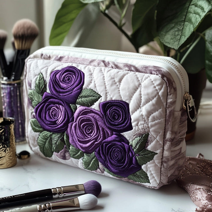Gesteppte Kosmetiktasche mit eleganten Blütenblättern