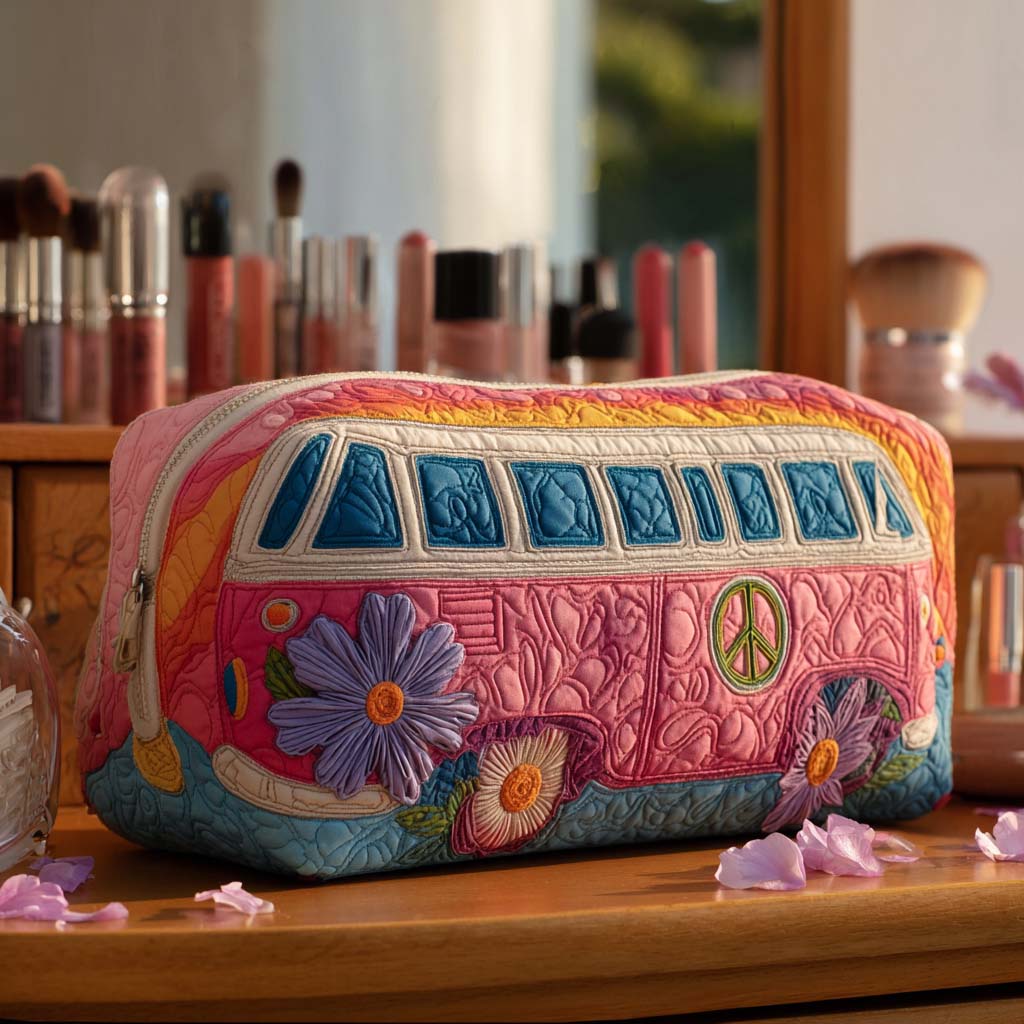 Gesteppte Kosmetiktasche mit friedlicher Reise