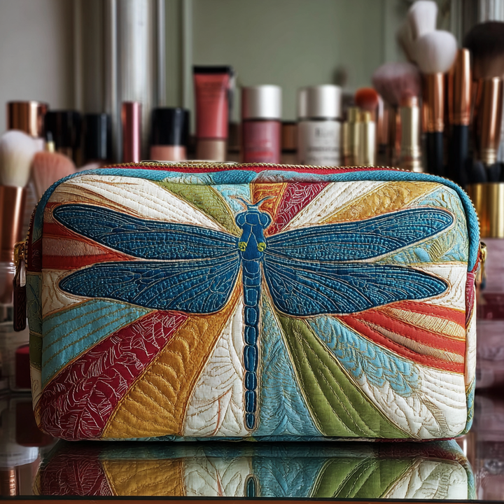 Gesteppte Kosmetiktasche mit leuchtender Libelle