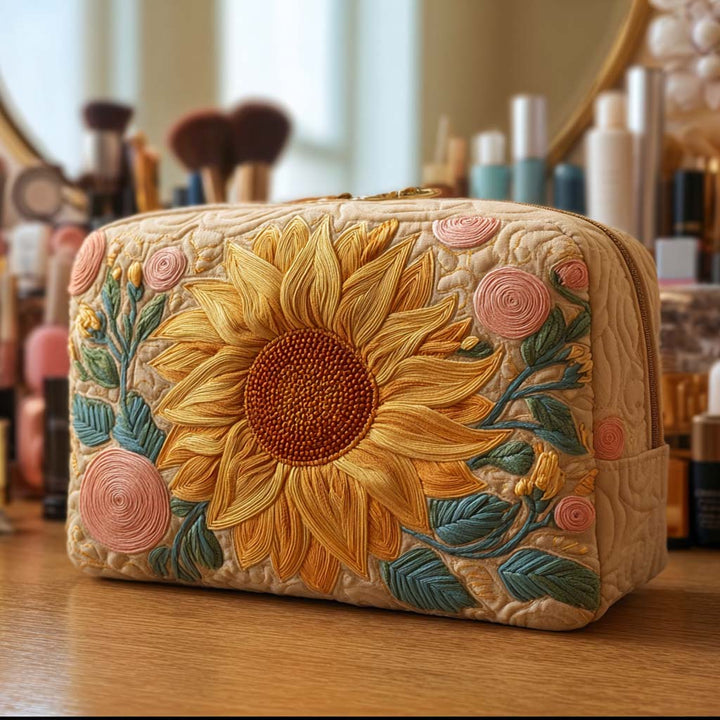 Gesteppte Kosmetiktasche mit zarter Sonne