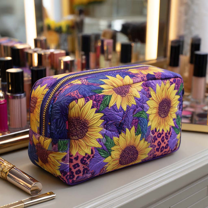 Gesteppte Kosmetiktasche mit dekorativer Sonne