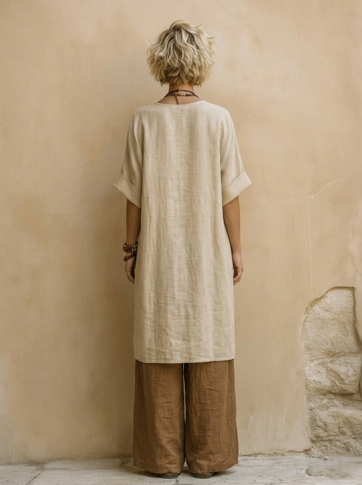 Elisabeth | Dreiteiliges Set aus dunkelgrau und braun mit Tribalprint