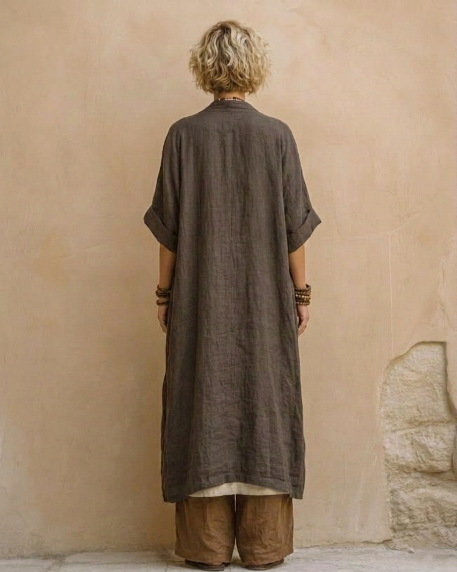 Elisabeth | Dreiteiliges Set aus dunkelgrau und braun mit Tribalprint