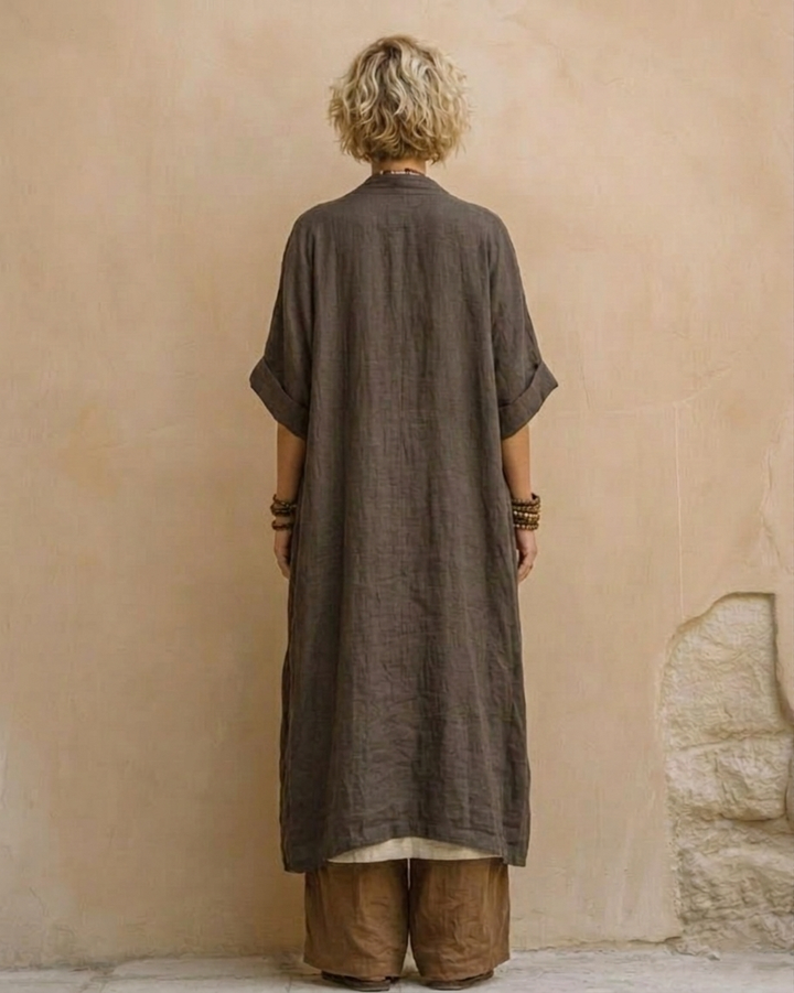 Elisabeth | Dreiteiliges Set aus dunkelgrau und braun mit Tribalprint