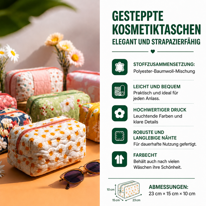 Gesteppte Kosmetiktasche mit zarter Sonne