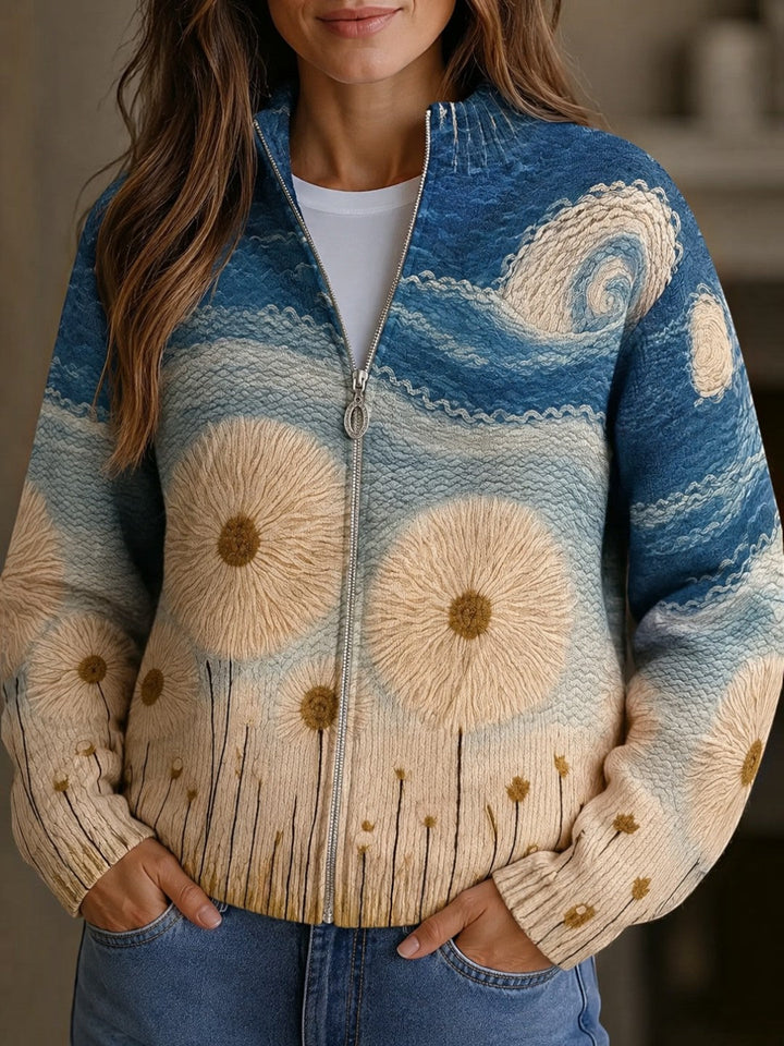Renate | Strickjacke mit Pusteblumen-Motiv